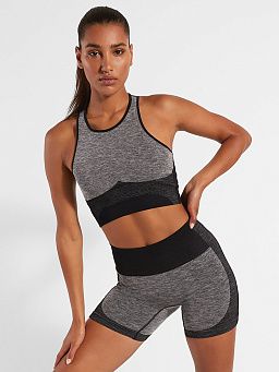 Shell Seamless Bra - Black/Heather Grey